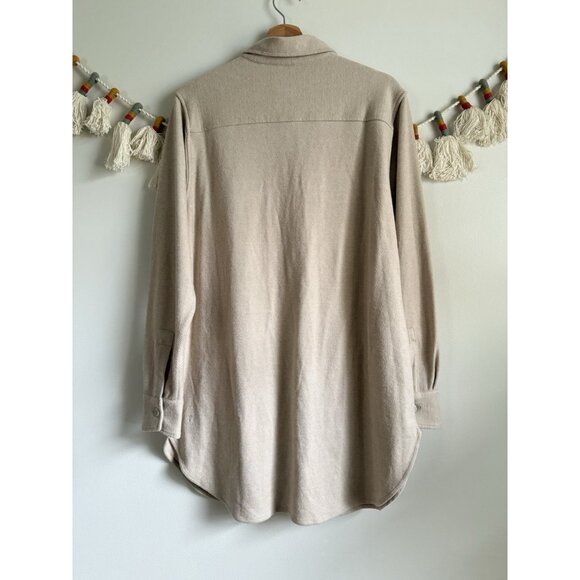 7 Diamonds Generation Shacket In Bone Neutral Plaid Longline Layering Cozy L - Picture 3 of 12